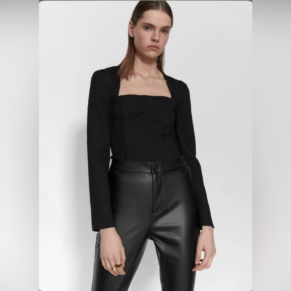 NWT Zara square neck textured long sleeve bodysuit - Picture 2 of 11